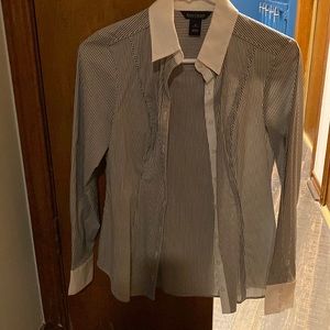 WHBM Pin striped long sleeve blouse